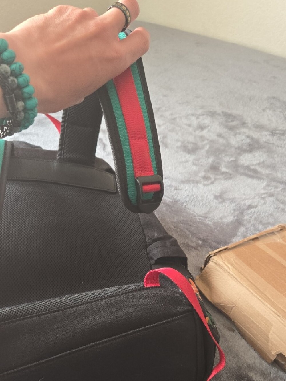 Gucci Black Backpack with Gold Tiger Accent & Red-Blue Webbing *PLEASE SEE PICS! - Picture 3 of 6